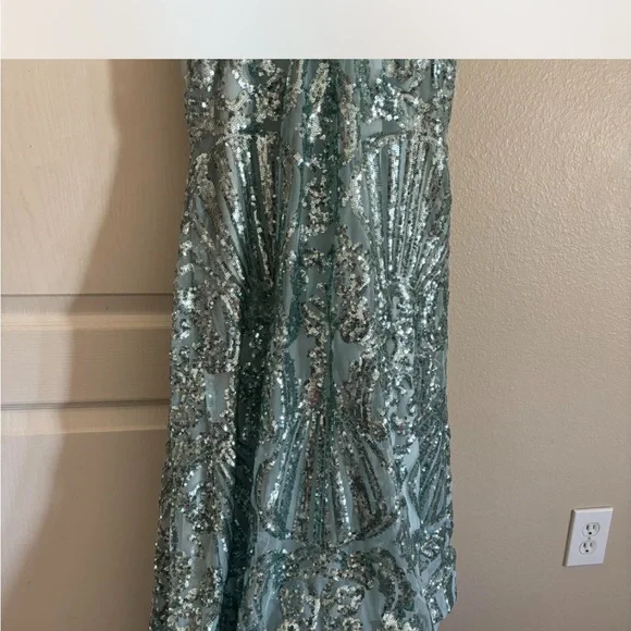 Green Halter Backless Gown for Prom - Picture 3 of 3